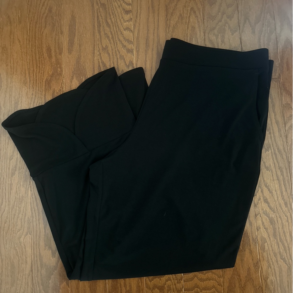 Susan Graver Everyday Black Wide-Leg Women's Pants with Detailed Bottom